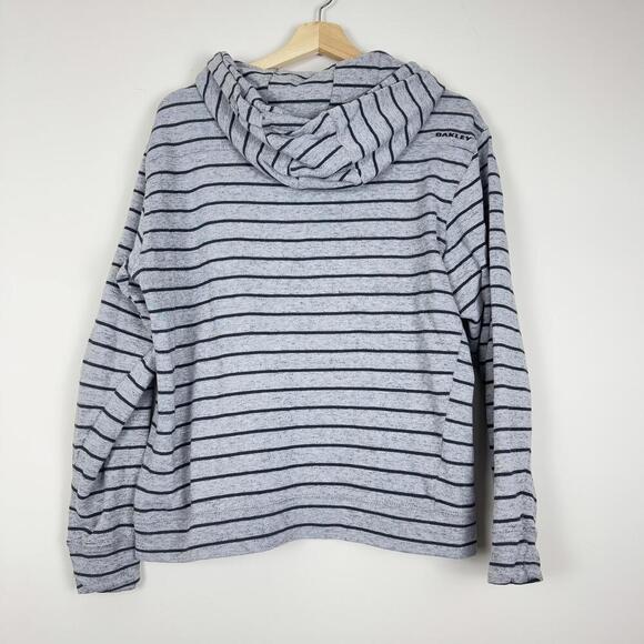 Y2K Oakley Quarter zip Hoodie Men size M Striped Skate 2000s Fleece Relax Gray - Picture 5 of 10